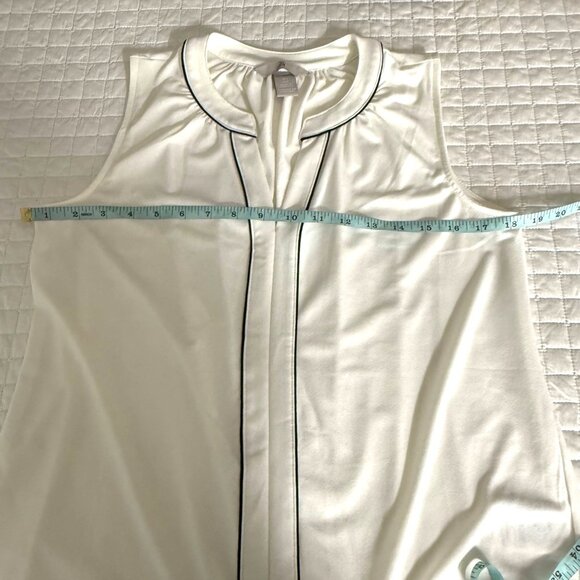 H&M Womens Sleeveless White Blouse With Black Trim Size S Made In Cambodia - Picture 7 of 8